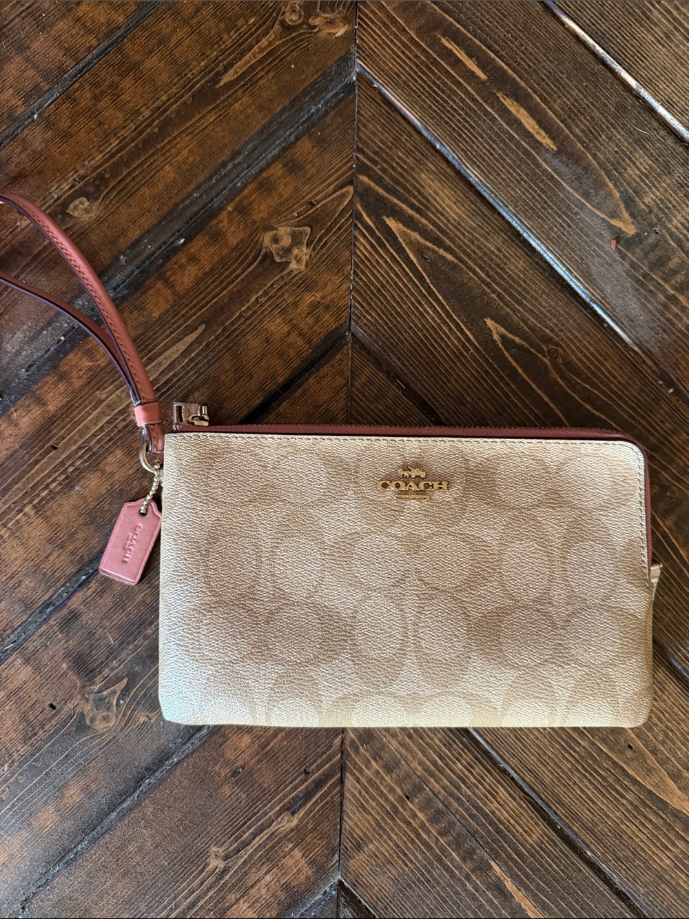 Coach Signature Canvas Double Zip Wristlet/Wallet